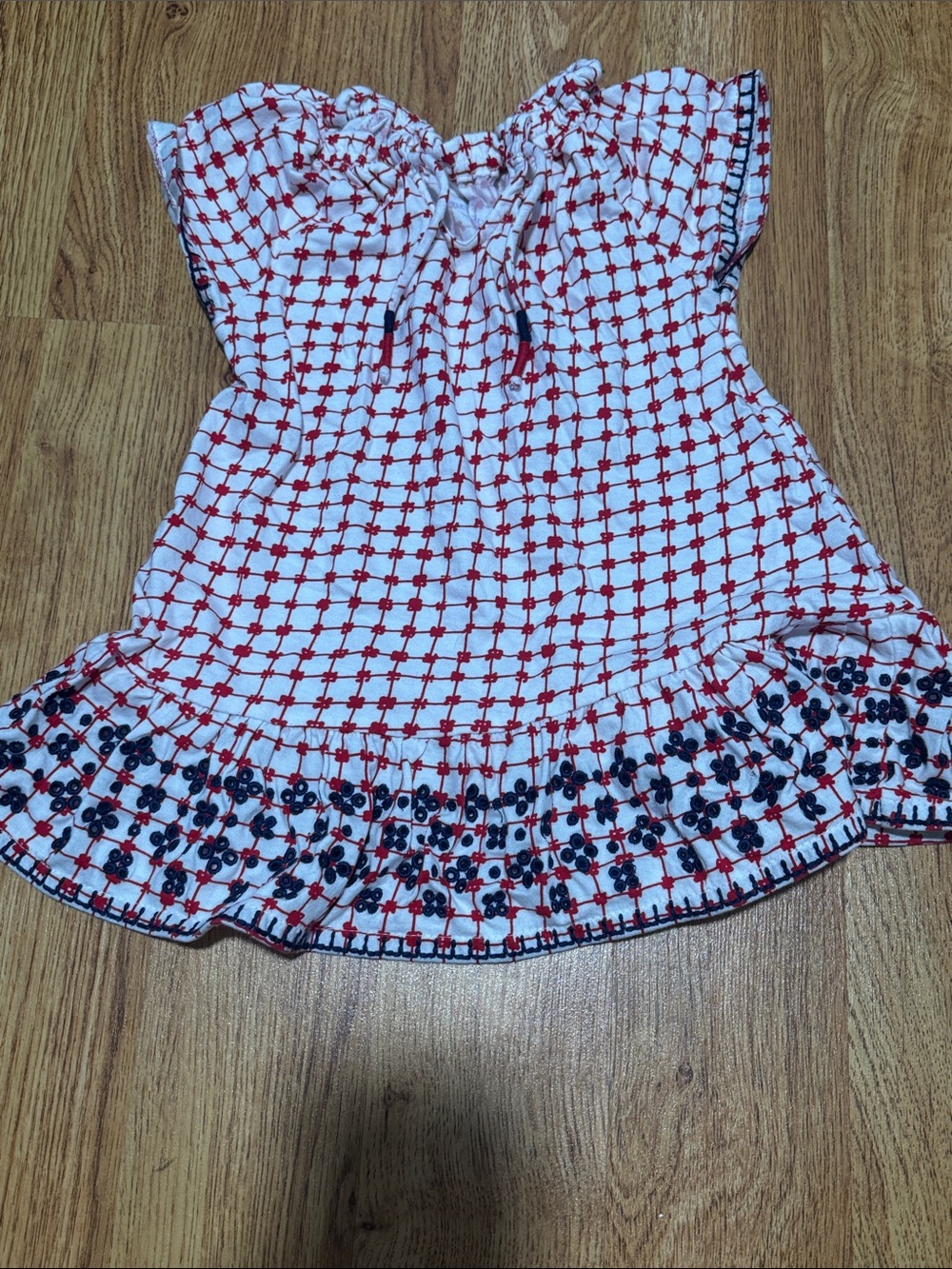 Toddler Vineyard Vines Red & Blue Patterned Ruffle Dress